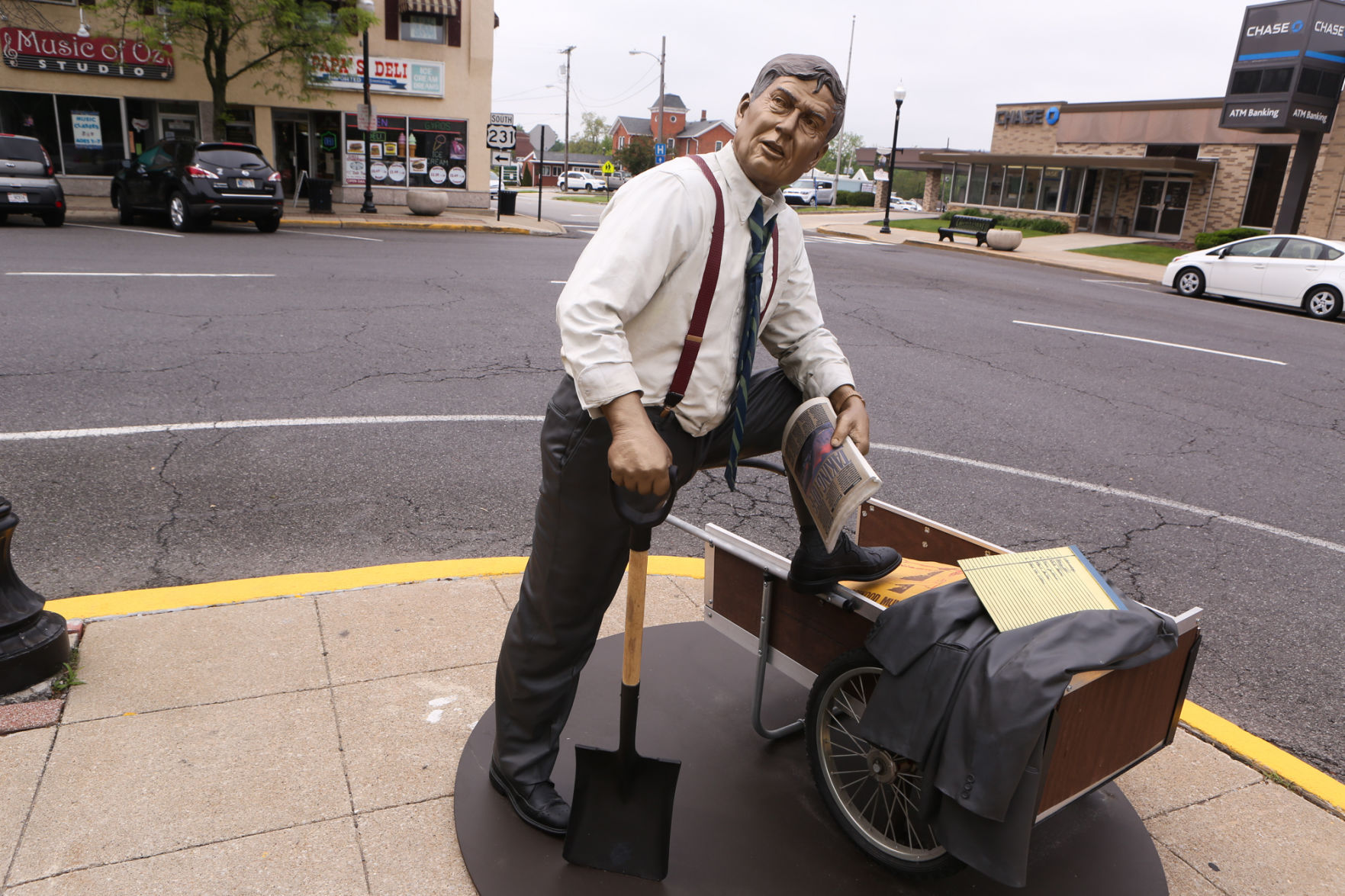 Artist Seward Johnson's "The Tooth" is implanted at the Crown Point Sportsplex